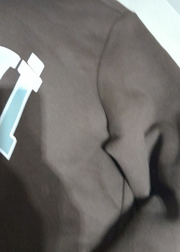 Mavi Baskılı Kahverengi Kapüşonlu Sweatshirt - Görsel 4