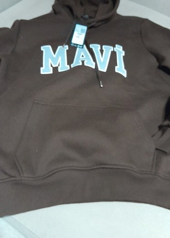 Mavi Baskılı Kahverengi Kapüşonlu Sweatshirt - Görsel 6