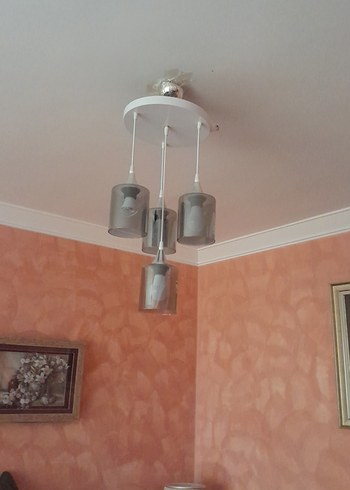 Ikea Bej ve gri 3'lü tavan lambası