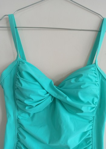 Turkuaz Drapeli İnce Askılı Mayo - Görsel 2