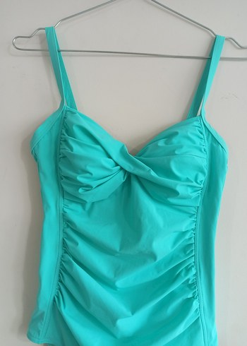 Turkuaz Drapeli İnce Askılı Mayo - Görsel 5