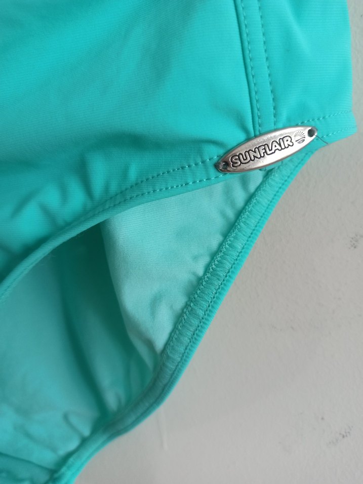 Turkuaz Drapeli İnce Askılı Mayo - Görsel 3