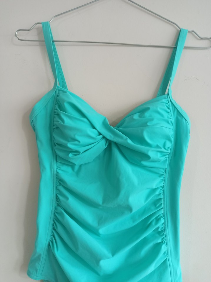 Turkuaz Drapeli İnce Askılı Mayo - Görsel 5