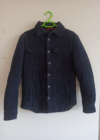Düğmeli Gri Denim Erkek Ceket
