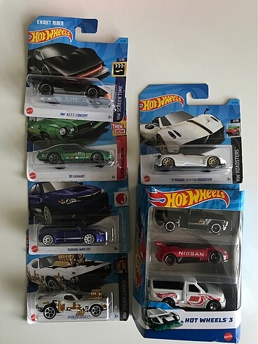 Hot wheels subaru, camaro, nissan arabalar