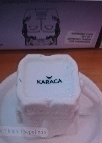 Karaca Beyaz Yüz Figürlü Seramik Kupa