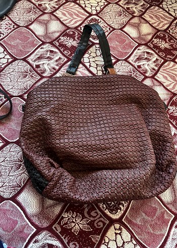 Kahverengi Yılan Desenli Deri Kadın Çanta - Görsel 3