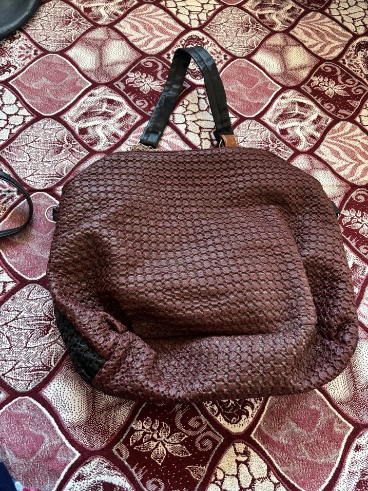 Kahverengi Yılan Desenli Deri Kadın Çanta - Görsel 3