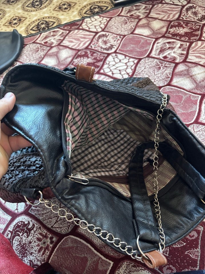 Kahverengi Yılan Desenli Deri Kadın Çanta - Görsel 4