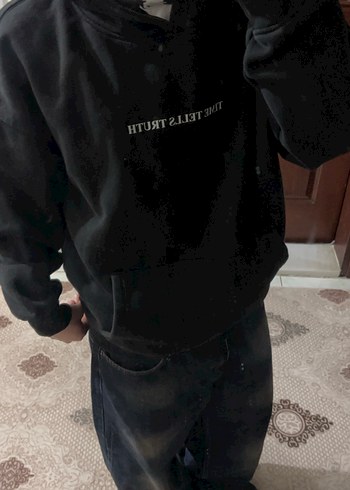 Siyah Kapüşonlu Erkek Sweatshirt - Görsel 2