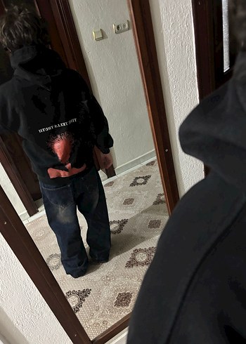 Siyah Kapüşonlu Erkek Sweatshirt - Görsel 3