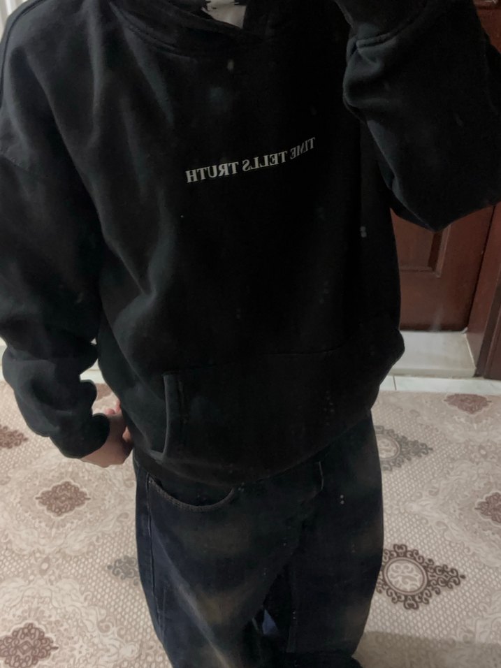 Siyah Kapüşonlu Erkek Sweatshirt - Görsel 2