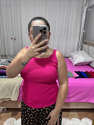 diğer Beden pembe Renk Triko Bluz