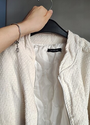 Trendyol & Milla Trendyolmilla ekru oversize Kalıp tüvit bomber ceket mont