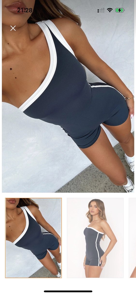 Tek Omuzlu lacivert spor tulum - Görsel 2