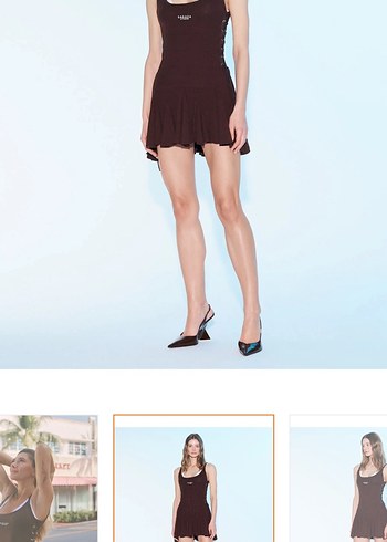 Sagaza Kahverengi Piliseli Mini Elbise - Görsel 2