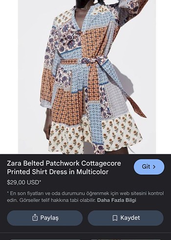 Zara Çok Renkli Kemerli Patchwork Mini Elbise