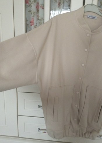 Düğmeli Bej Midi Kadın Ceket - Görsel 3