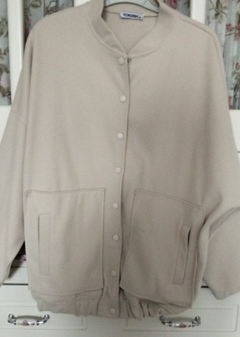 Düğmeli Bej Midi Kadın Ceket - Görsel 5