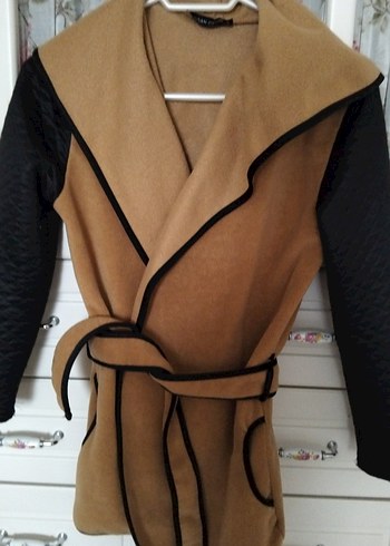 Kahverengi Süet Kemerli Uzun Hamile Kabanı - Görsel 3