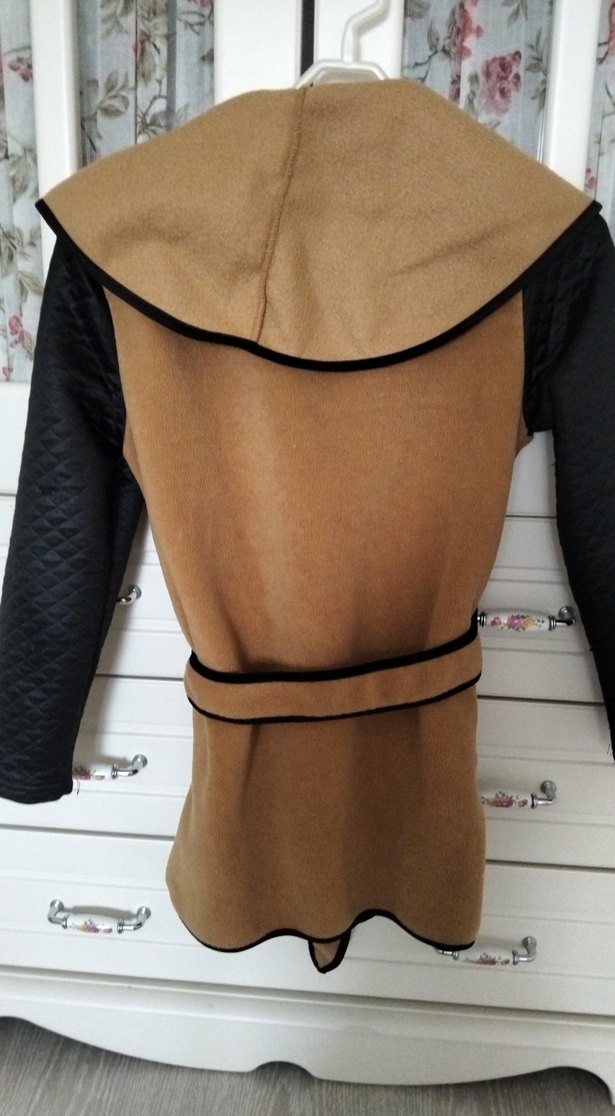 Kahverengi Süet Kemerli Uzun Hamile Kabanı - Görsel 4