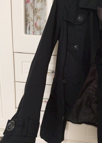 Siyah Düğmeli Midi Kadın Trençkot - Görsel 4