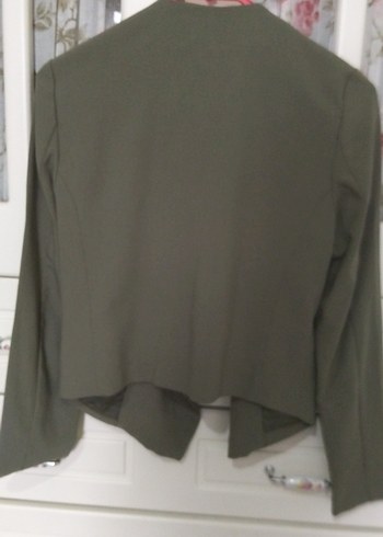 Kadın Haki Midi Blazer Fermuarlı Cepli - Görsel 4