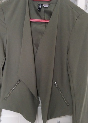 Kadın Haki Midi Blazer Fermuarlı Cepli - Görsel 2