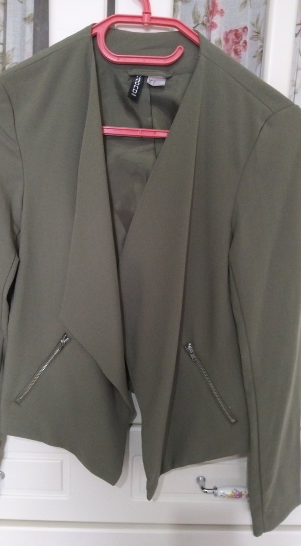 Kadın Haki Midi Blazer Fermuarlı Cepli - Görsel 2