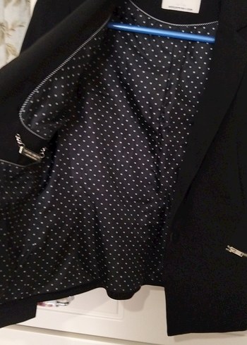 Siyah Kadın Midi Blazer Fermuarlı Cepli - Görsel 2