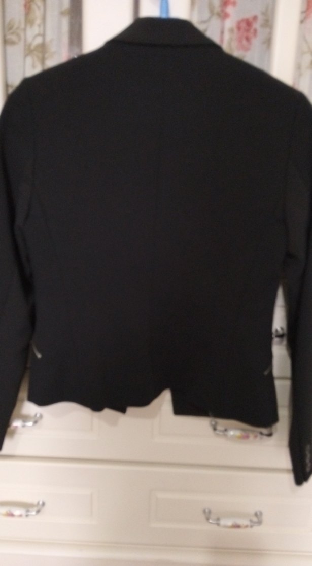 Siyah Kadın Midi Blazer Fermuarlı Cepli - Görsel 4