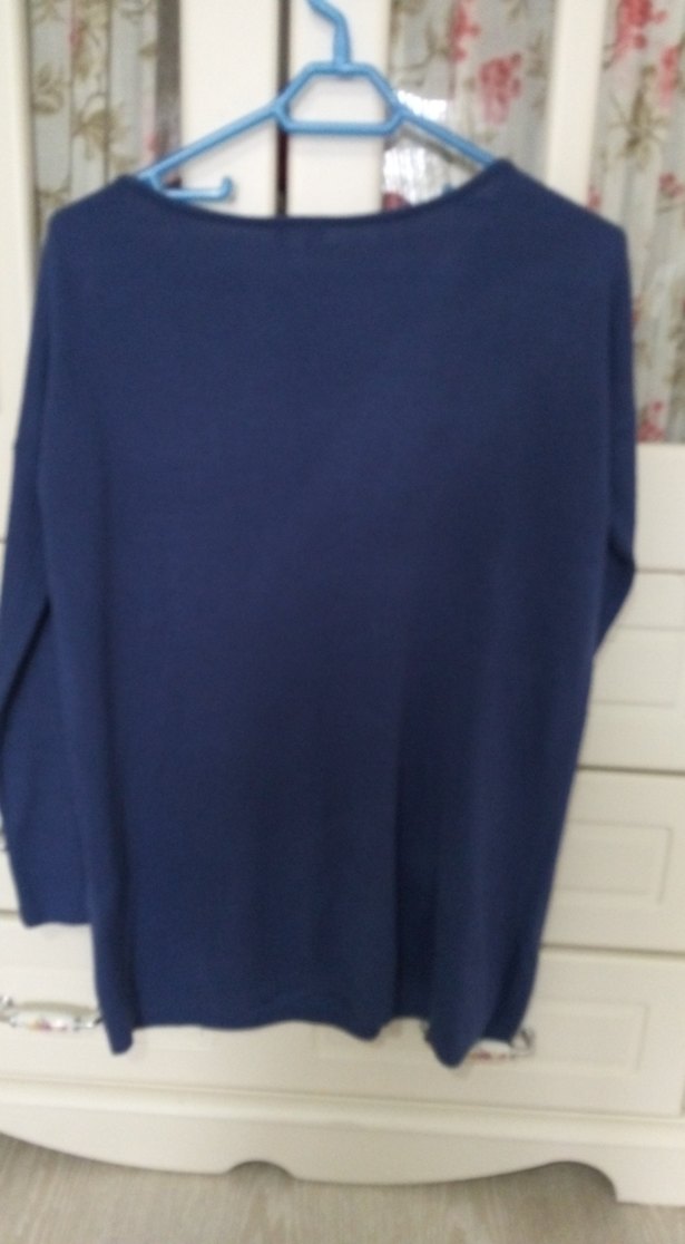 Kadın Lacivert Uzun Kollu Salaş Kazak - Görsel 5