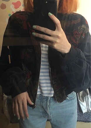 Etnik Desenli Crop Ceket