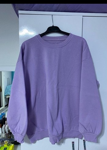 Diğer Mor Oversize Bisiklet Yaka Kadın Sweatshirt