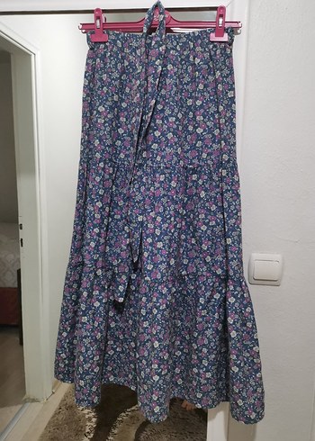 Bohem Mor Uzun Bağcıklı Etek