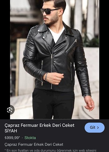 Siyah Erkek Deri Biker Ceket