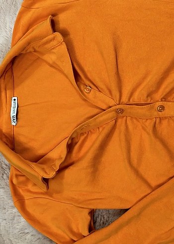 Zara Yüksek Yakalı Turuncu Kadın Bluz - Görsel 2