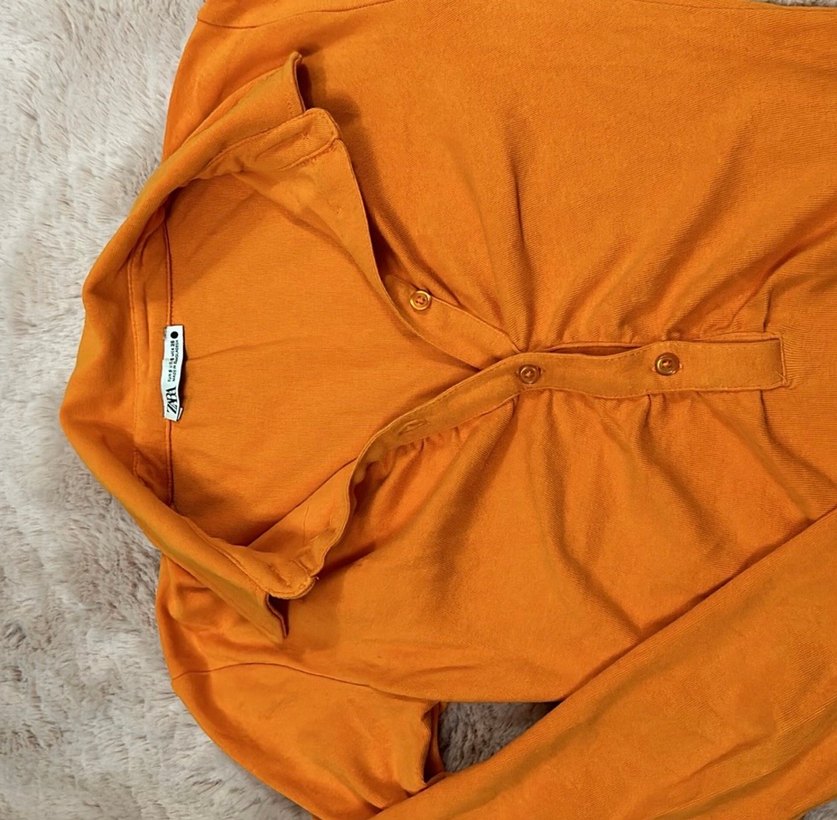 Zara Yüksek Yakalı Turuncu Kadın Bluz - Görsel 2