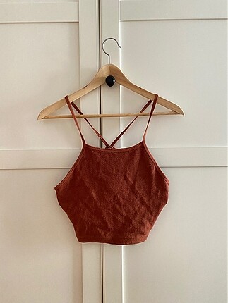 Pull & Bear Kahverengi Kiremit Büstiyer Crop Top