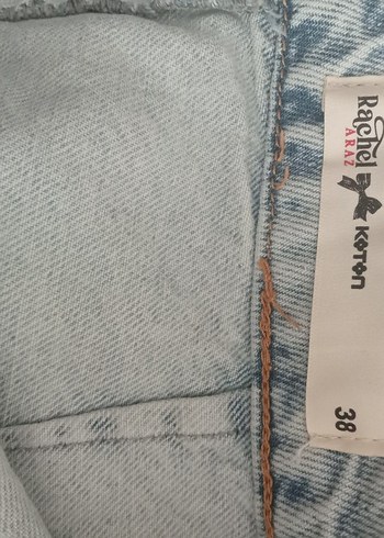 38 Beden Koton Mavi Mini Kot Etek