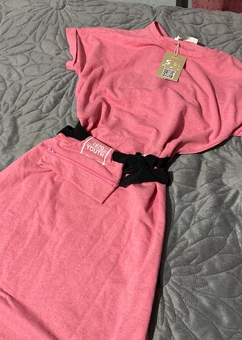 Trendyol & Milla Pembe Midi Kısa Kollu Kemerli Elbise