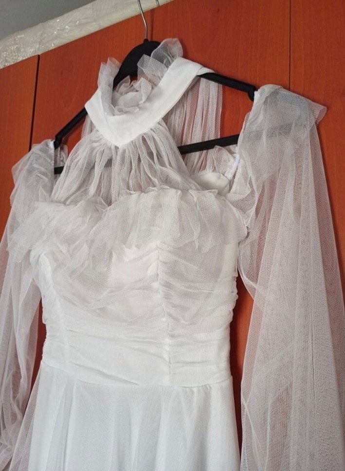 Beyaz Midi Mini Gelinlik Tül Detaylı & after party - Görsel 5