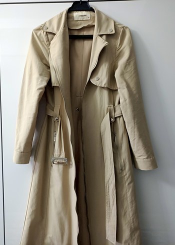 Bej Uzun Kadın Trençkot - Görsel 8