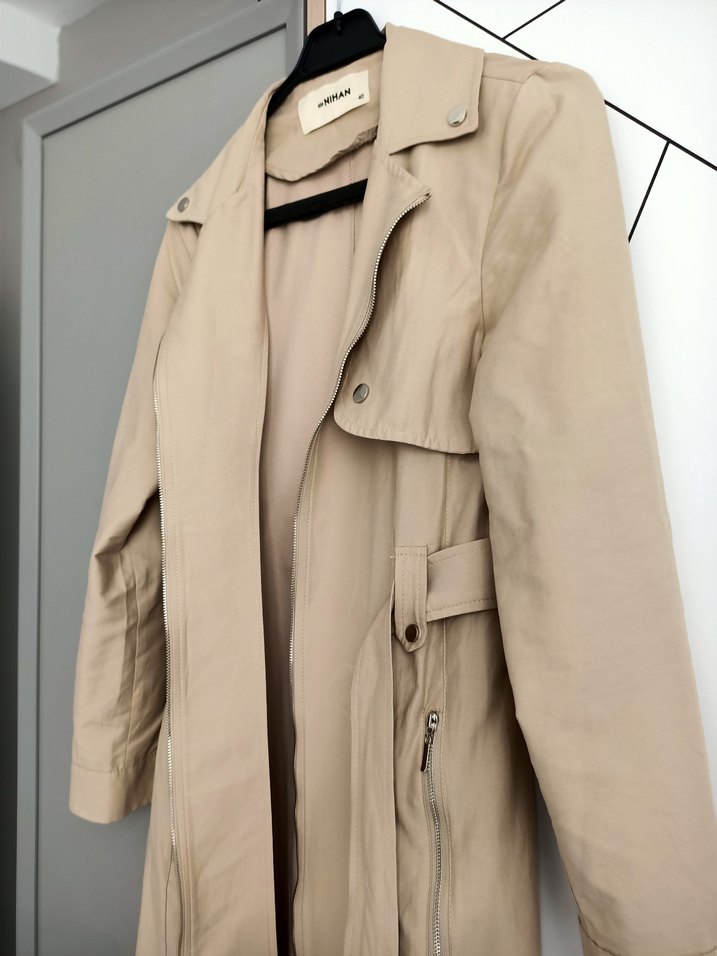 Bej Uzun Kadın Trençkot - Görsel 3