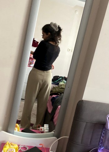 Kadın Loose Fit Midi Kumaş Pantolon - Görsel 2