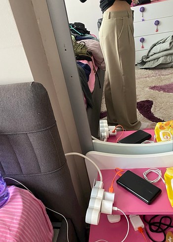 Kadın Loose Fit Midi Kumaş Pantolon - Görsel 3