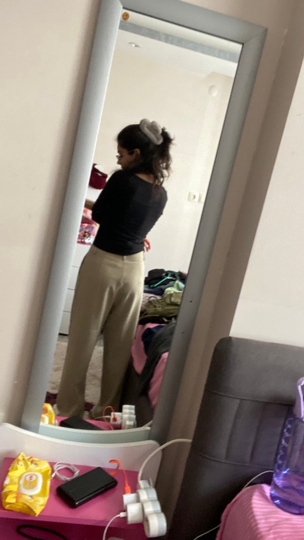 Kadın Loose Fit Midi Kumaş Pantolon - Görsel 2