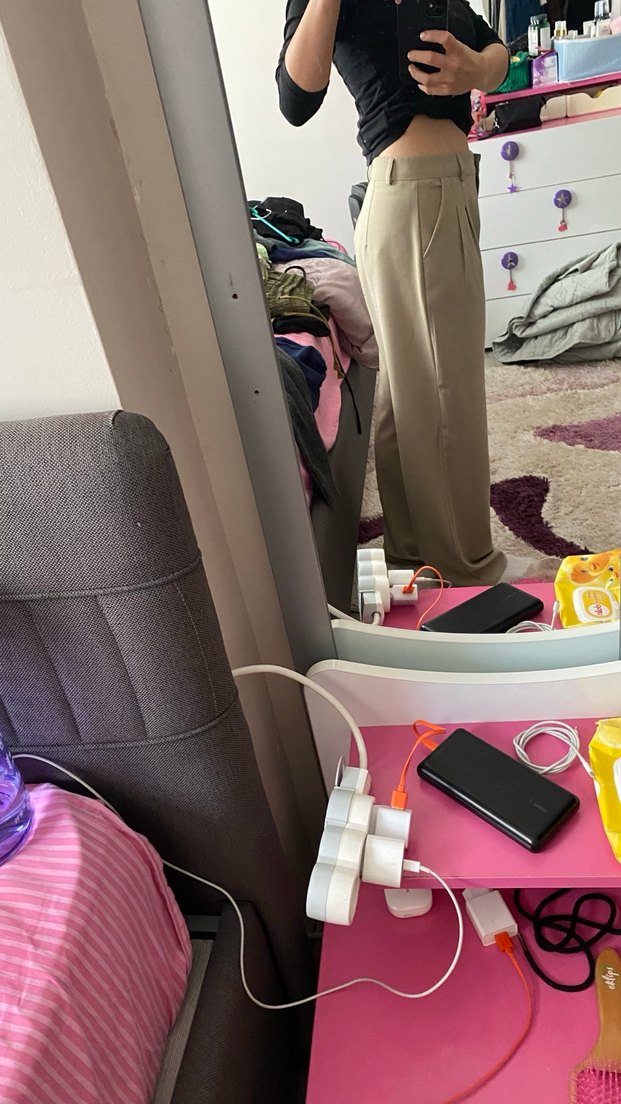 Kadın Loose Fit Midi Kumaş Pantolon - Görsel 3