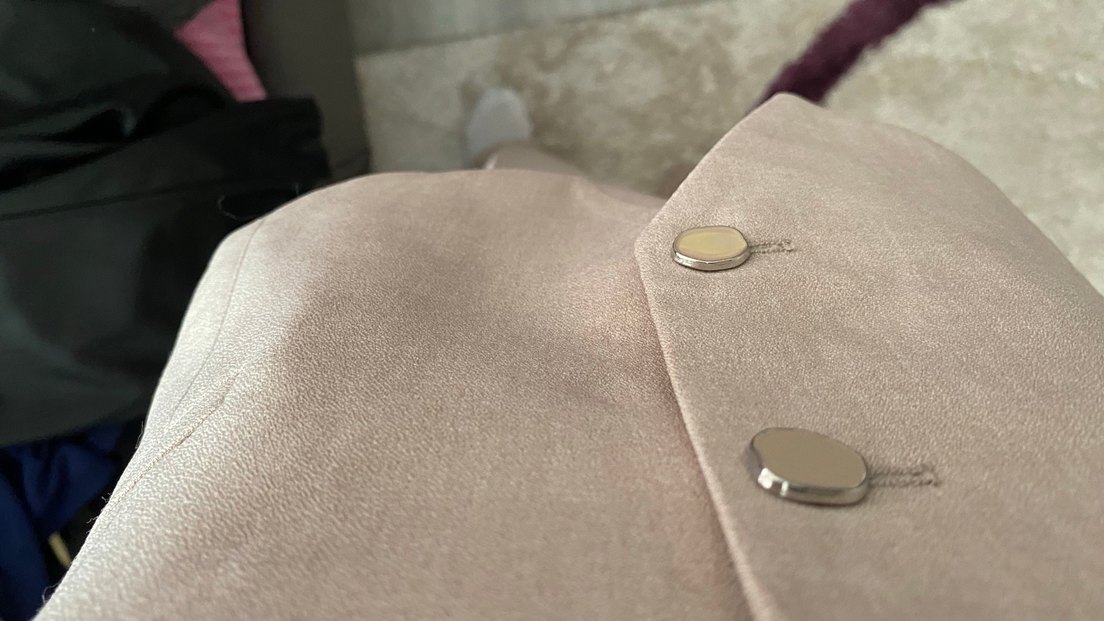 Düğmeli Bej Kadın Kumaş Takım - Görsel 4