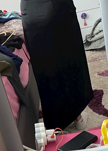 Siyah Drapeli Uzun Kadın Etek - Görsel 2